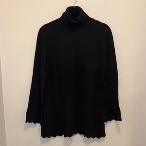 Isaac Mizrahi Black Scalloped Hem Tunic